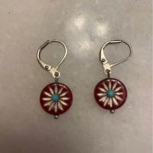 Red Flower Earrings